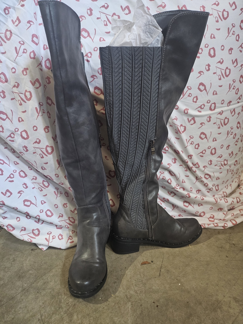 Women's Tall Grey Riding Boots